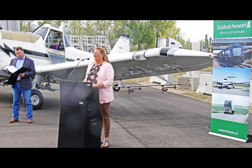 Highways and Transportation minister Lori Carr spoke about the improvements made at the Weyburn Airport, and the change in the application process to help communities apply for CAP grants for their airports, at a press conference on Friday morning.