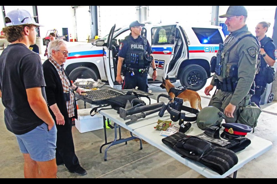 The Weyburn Police Service had tactical gear, two police cruisers, and police dog Oakley as part of their display at the City of Weyburn's open house Wednesday.