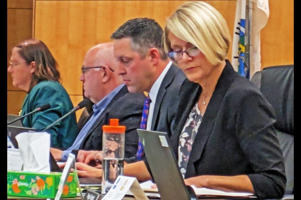 CIty clerk Donette Richter, at right, is shown at her last council meeting on Monday, as she will be retiring at the end of this year.