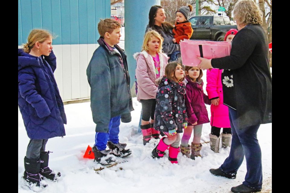 Erin Bell did a story walk outside on Saturday as part of Family Literacy Day at the Weyburn Public Library.