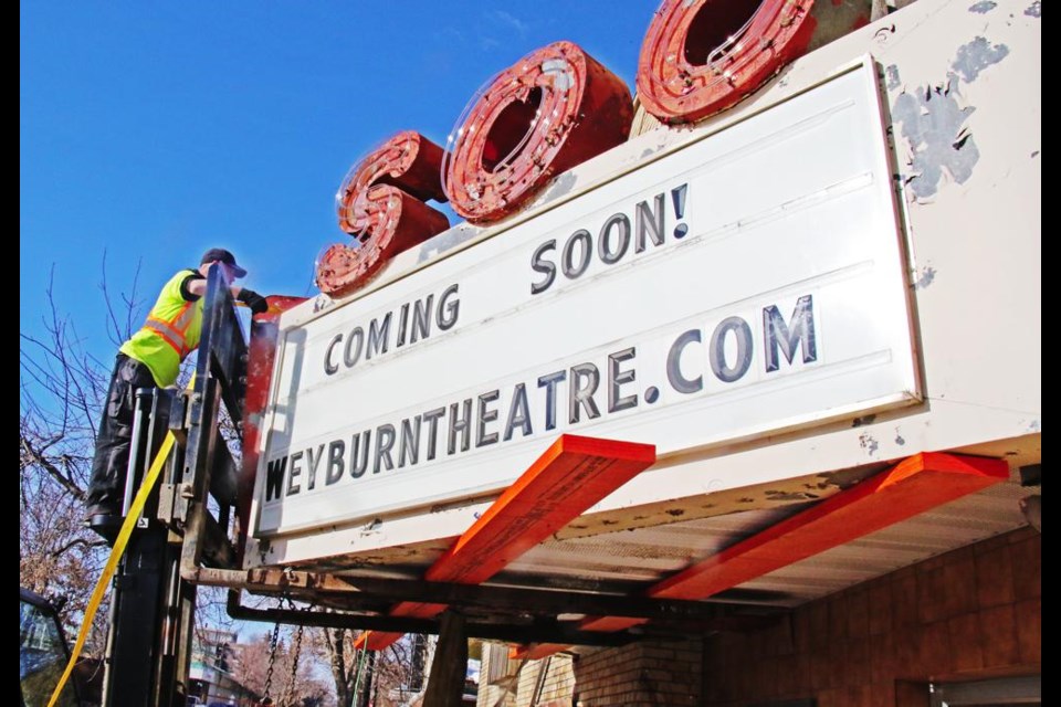 Workers prepared the marquee to be removed, to enable demolition of the building, and the new theatre will be constructed on this site in the spring.