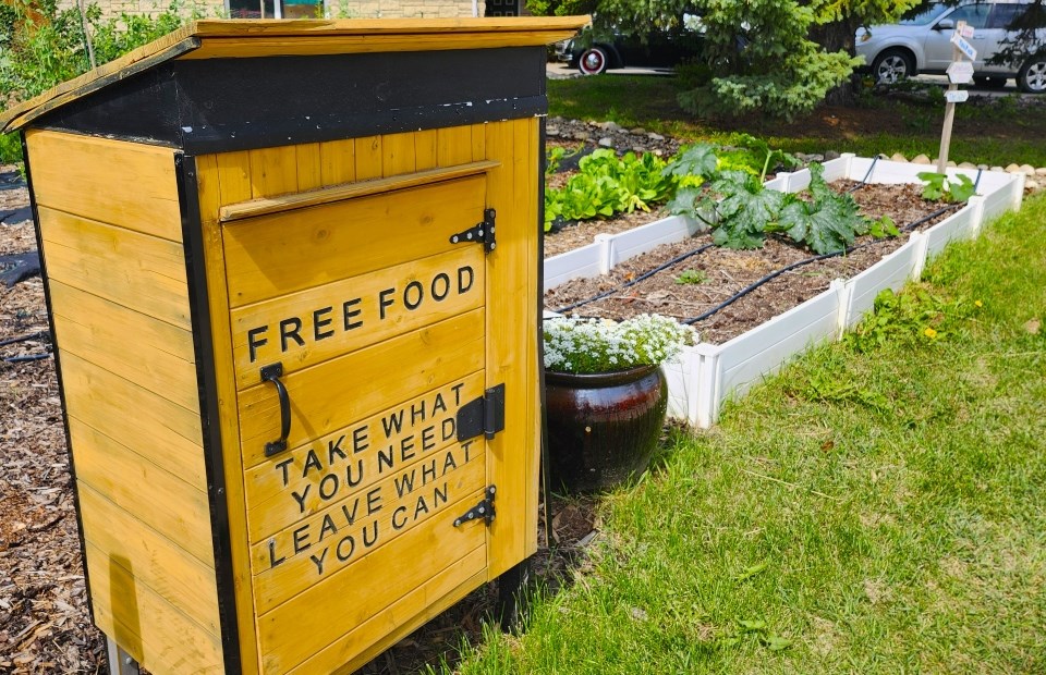 People can drop off non-perishable items at their custom-built community pantry during spring and summer, while frozen food is welcome during the winter.