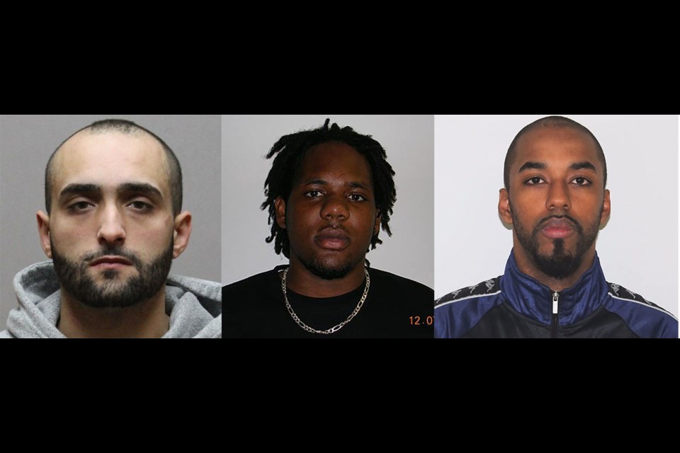 From left, Bechir Salah, Mali Jean, and Kenny Jouthe are all charged with human trafficking and participating in the activities of a criminal organization.