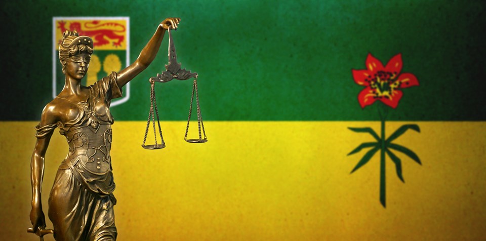 justice scales sask flag