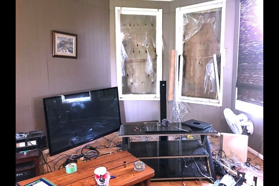 The inside of Kurt Miller’s house was trashed on May 14, 2020, during an RCMP raid of the rural property north of Biggar, according to Miller. He told SASKTODAY.ca that his 65-inch television and windows were smashed during the drug bust. Miller allowed photos to be taken.