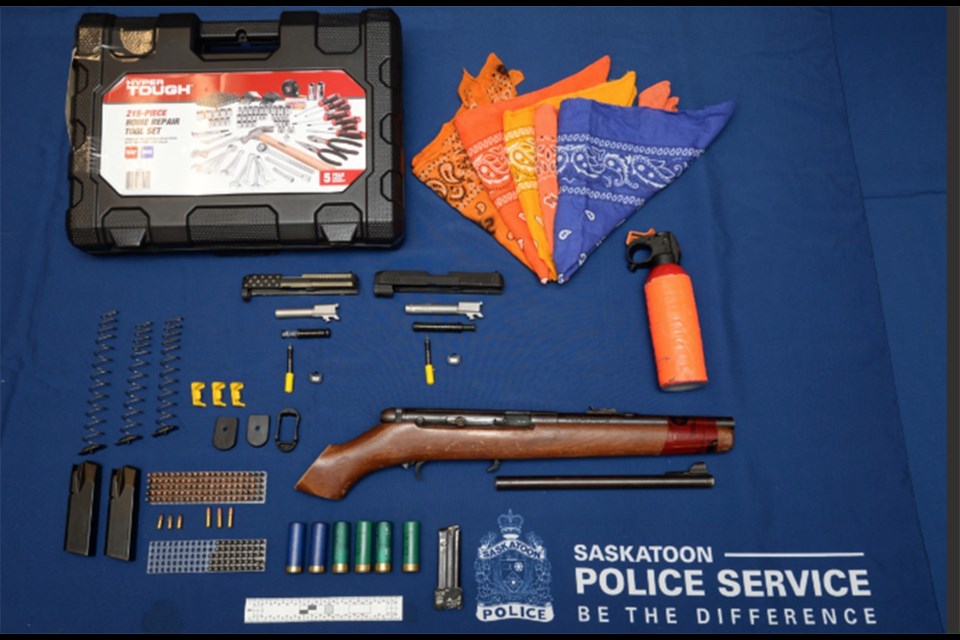 Saskatoon Police Service seized multiple firearms and weapons from a home in Saskatoon after being alerted by the Canada Border Services Agency.