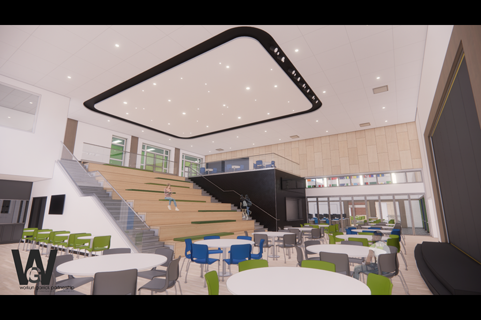 A rendering of what the newly renovated commons/stage area referenced in the LOCCS news release will look like.