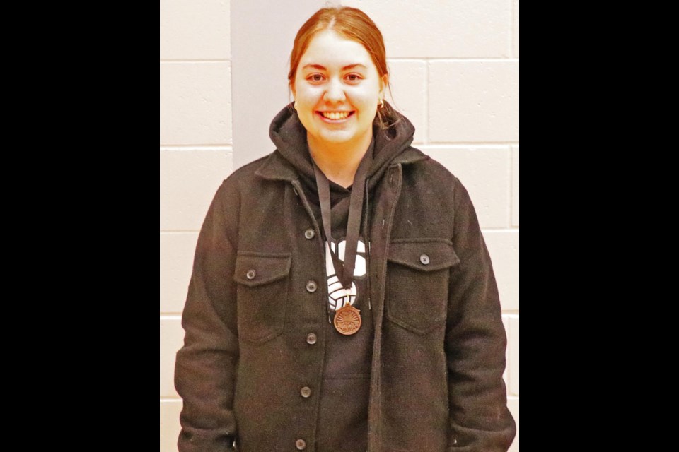 Camryn Greve received a medal for having the highest average in her Grade 11 class last year at the Weyburn Comp; Josee Hutt (not pictured) had the highest average for Grade 10.