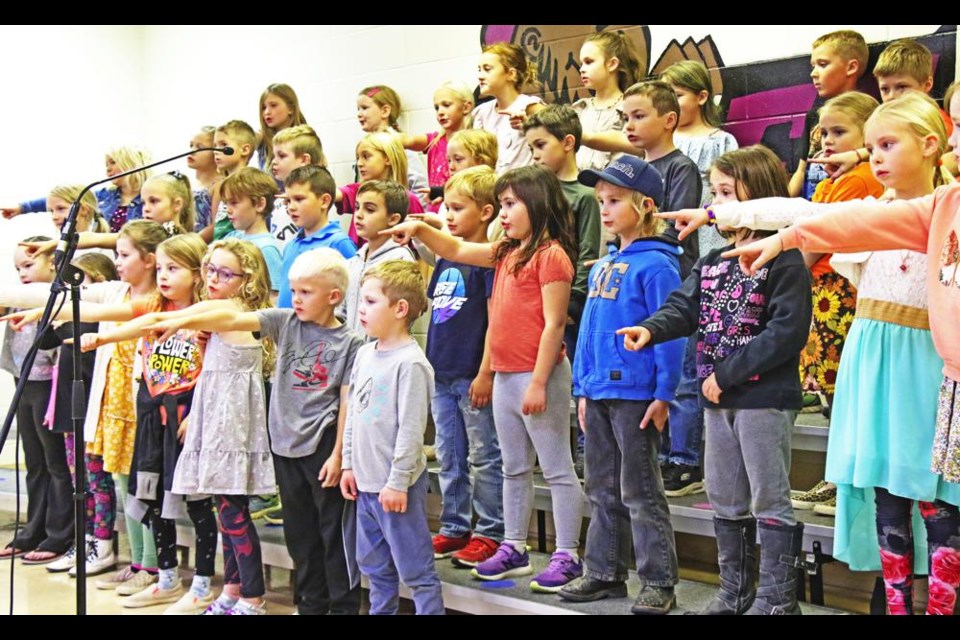 The Grades 1-2 choir performed a couple of songs during Family Night at Assiniboia Park school on Wednesday evening.