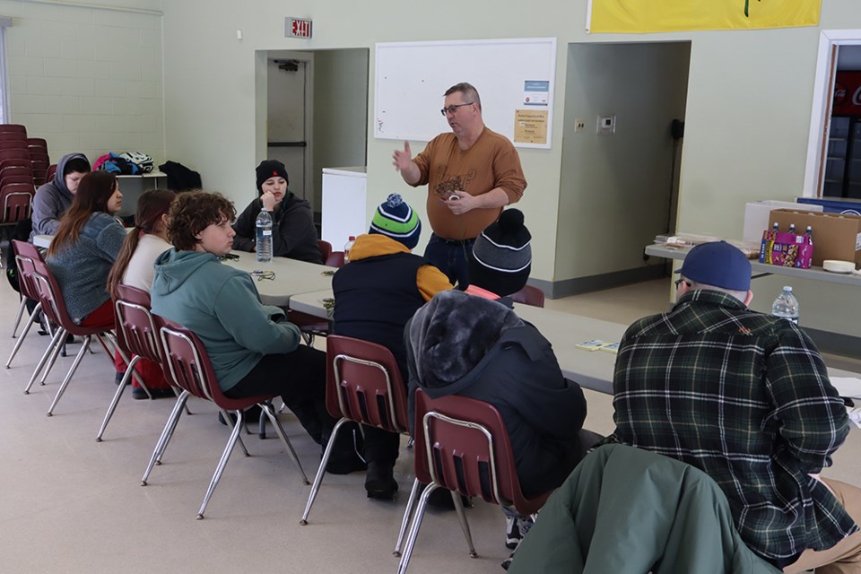 2Lt Wade Stachura shared valuable survival tips with the Canora air cadets on March 22 at the Canora Golf Club activity centre, including the importance of establishing your location using latitude and longitude.