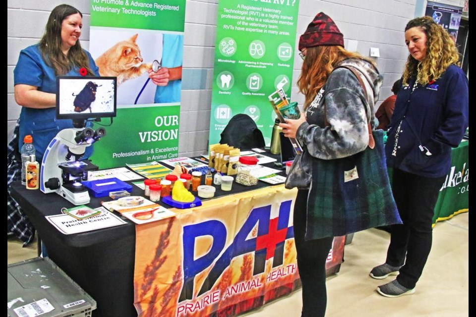 The Prairie Animal Health Centre in Weyburn had a booth at the career fair at the Weyburn Comp on Wednesday.