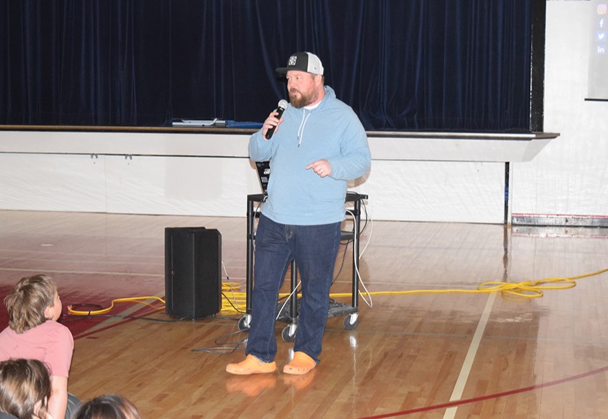 Chris Chittick, also known as the Storm Chaser, visited Canora Composite School on March 21 to give Grade 5 to 8 students a detailed and visually stunning presentation on the many different aspects of his career in chasing potentially dangerous storms.
