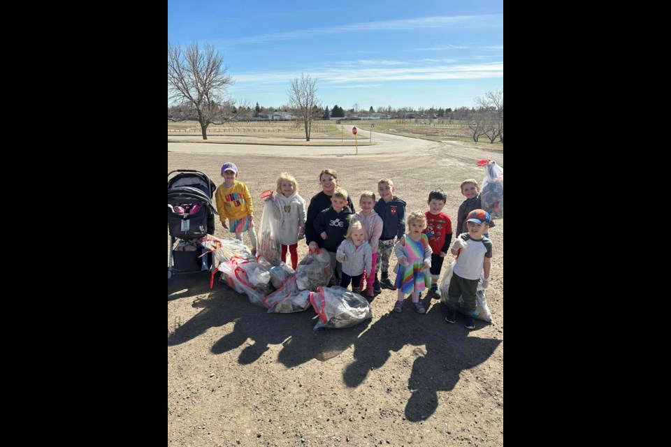 Estevan Early Years Family Resource Centre's patrons marked Earth Day by picking garbage in the area. 