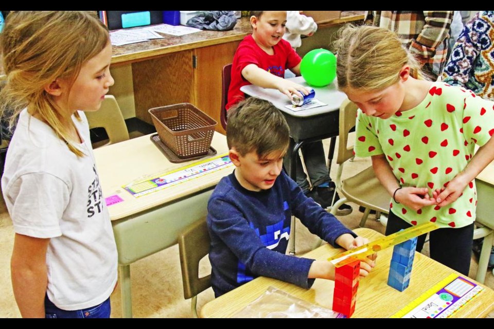 Students from each Grade 3 class were able to demonstrate to the other class what they made for the magnetism-static electricity unit.