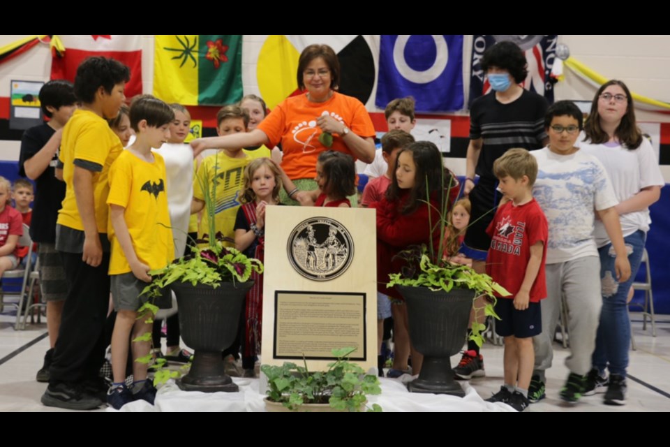 A May 27 Treaty 6 medal installation ceremony was held at Humboldt's St. Dominic School.