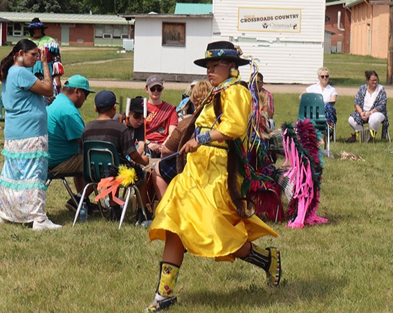 Students and staff from Canora Composite School and Canora Junior Elementary School gathered in Canora on June 18 to celebrate National Indigenous Peoples Day. An old-style fancy dance was performed by Echo, a student at CCS.