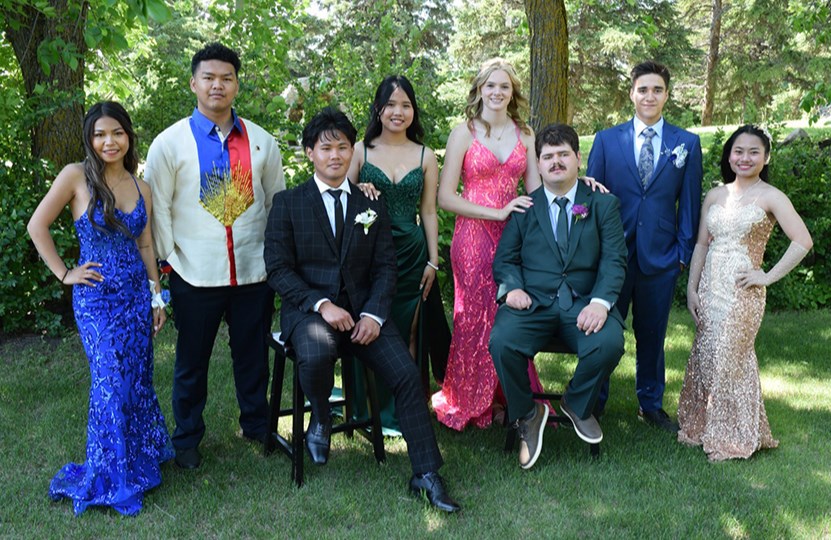 The Invermay School Class of 2025 gathered at the Grotto of Our Lady of Lourdes in Rama for a graduation photo. From left, were: Clouie Cabungcal, Kevin Gimena, Lance Corpuz, Irish Ferenal, Bailey Maier, Robert Bodnarchuk, Chance Enge and Cielo Marasigan. 