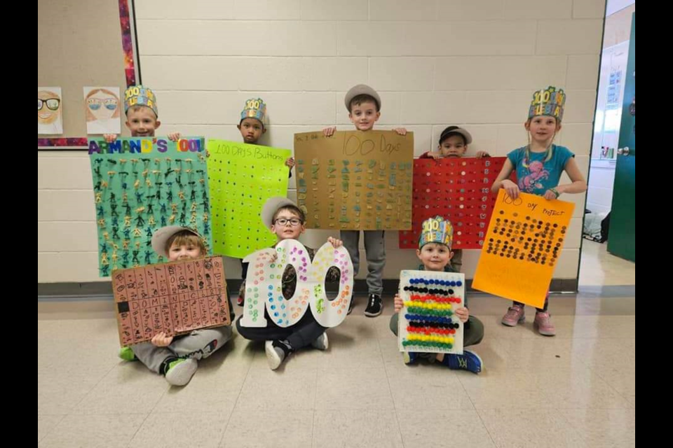 Invermay School Grade 1 and 2 students celebrated 100 days of school on Feb. 15 filled with many related activities and projects.