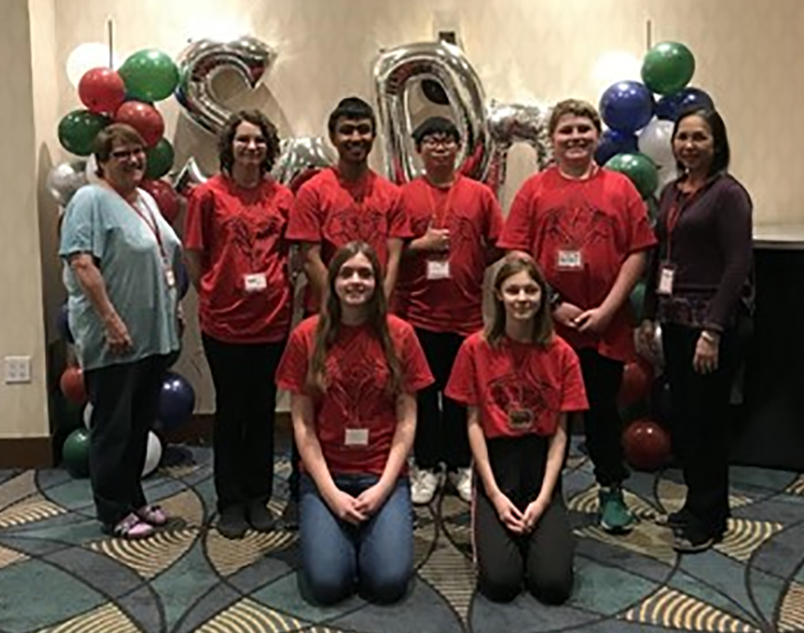 Invermay School SADD Chapter members in attendance at the provincial conference in Regina, from left, were: (back row) Brenda Carbno (staff), Madeline Glas, Michael Mesias, George Hilario, Kashton Maclean and Cheng Teh (staff); and (front) Taelynn Maier and Elissa Karcha.