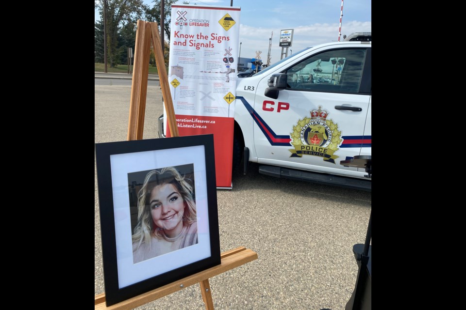 Kailynn Bursic-Panchuk was remembered during the launch of the rail safety program. Kailynn died August 2018 following a collision with a train.