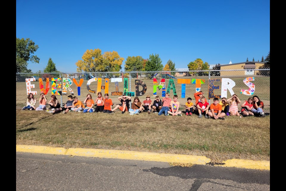 Sacred Heart School's Grade 5 English class had a display facing Dieppe Crescent in Estevan. 