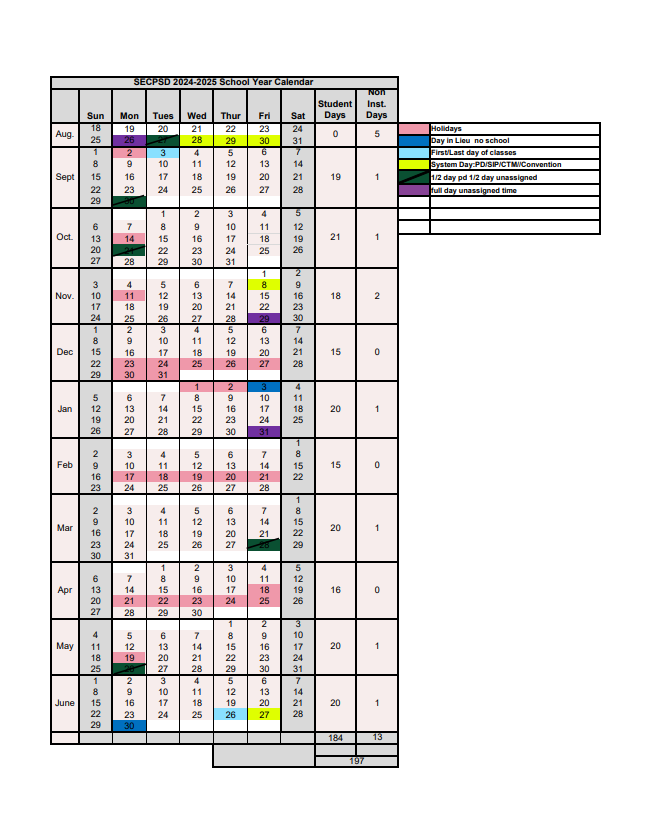 se-school-calendar-2024-25