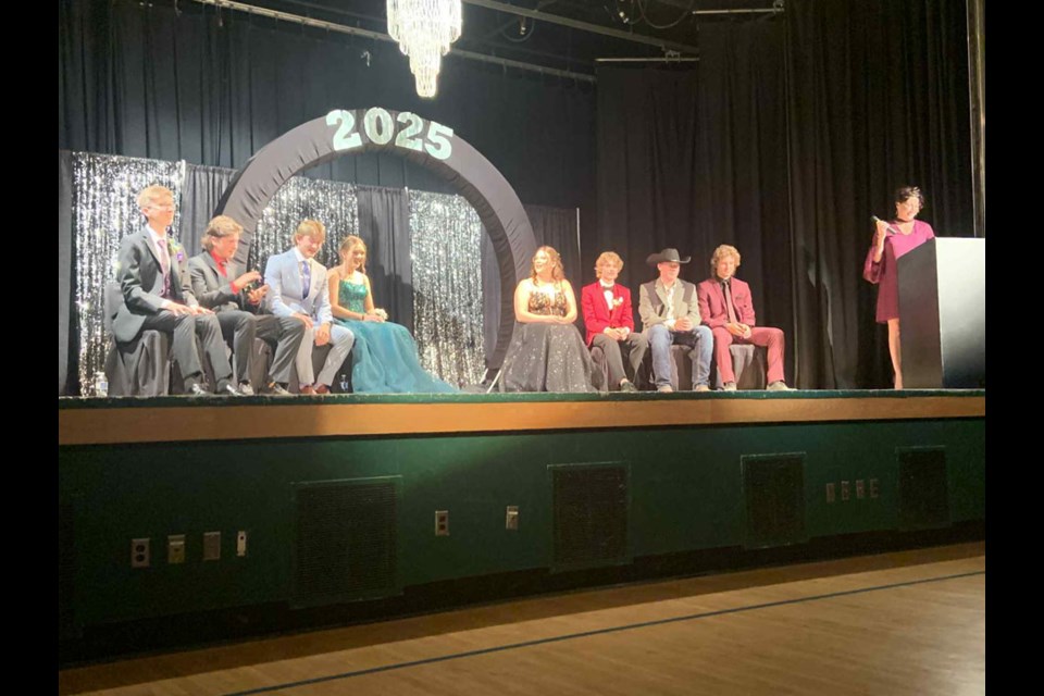 Lampman’s 2025 graduating class, from left, Jeremy Helm, Kadin Brokop, Conrad Hase, Jamie Johnson, Tempel Johnson, Adam Fleck, Brenden Lischka and Kole Johnson. 