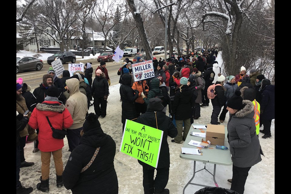 Scenes along Albert Street from the one day teachers’ strike Jan. 22.