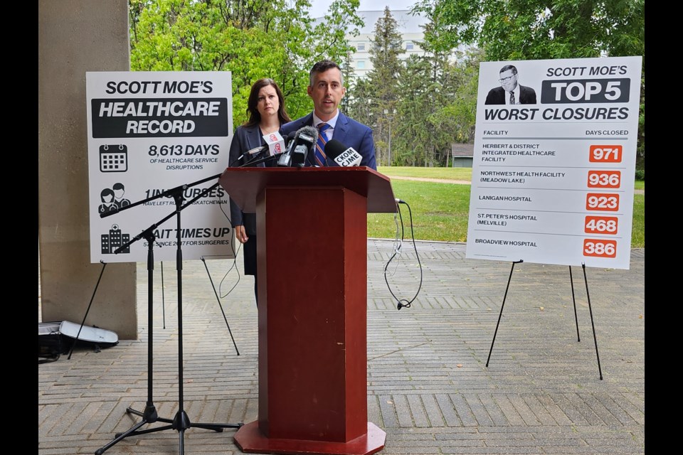 Saskatchewan NDP Health Critics Jared Clarke and Vicki Mowat took turns raising their concerns about the province's current healthcare problems.