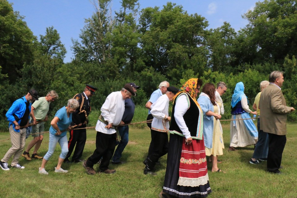 The plowing ceremony is reenacted every year to commemorate the early days of their ancestors settling on the land.