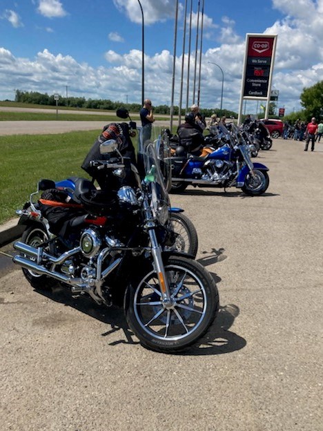 More than 50 motorcycle enthusiasts made Unity one of their stops in a charity ride for veterans.