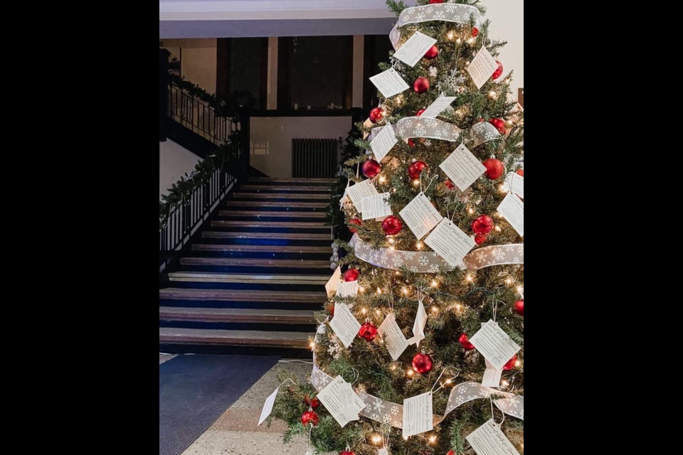 The beautiful tree decorated with tags of community seniors was part of the Secret Santa initiative to enlist gift giving for the community's seniors.