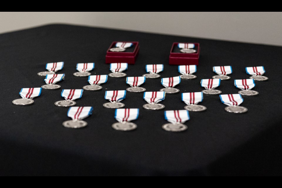 Medals ready to be given out to the recipients.