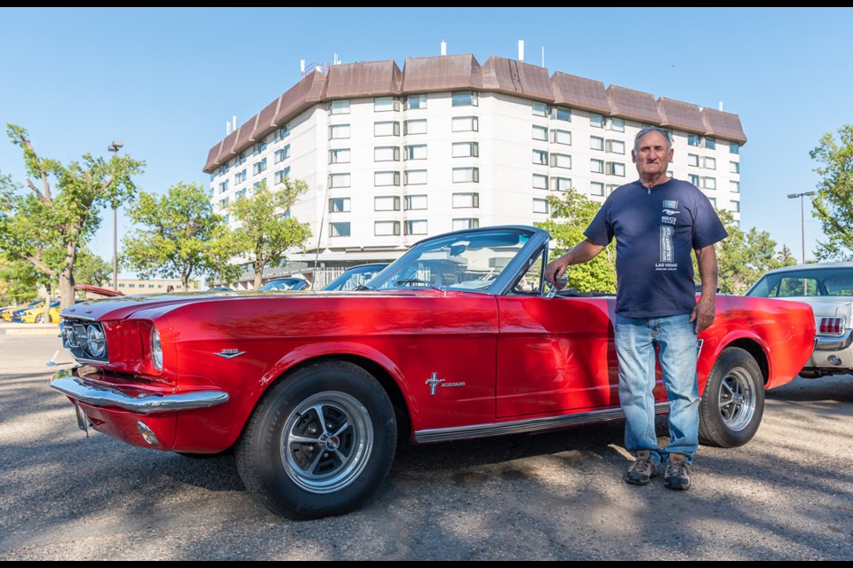 John and Bonnie Millard of North Battleford brought this 1966 Mustang Convertible and three other cars to the meet.