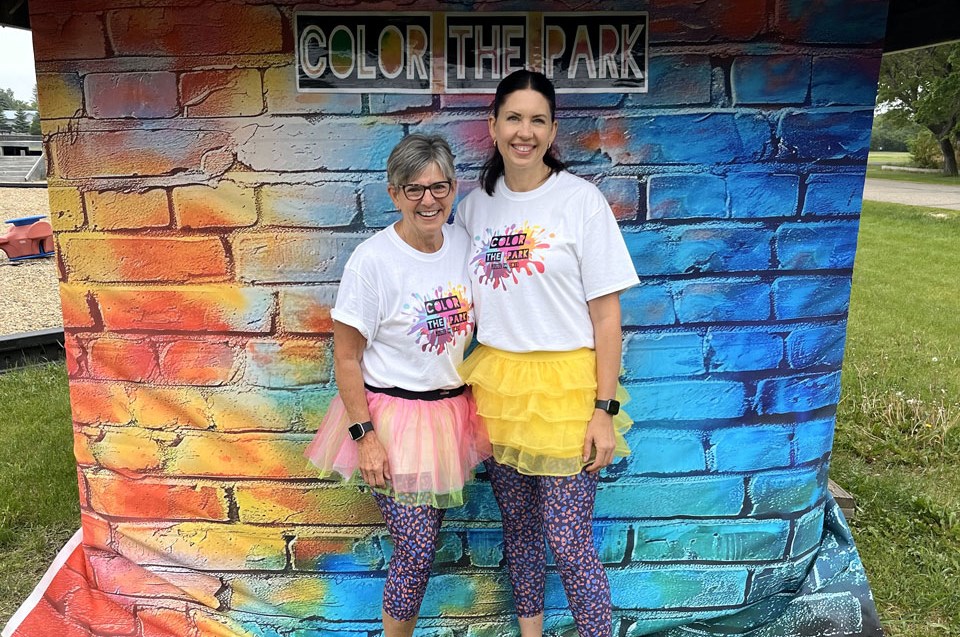 Cathy Burton, left, and Vanessa Dahl are always busy mustering up some excitement in Arcola but this time they wore their tutus.
