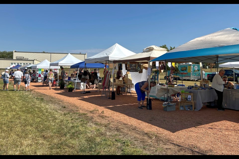 Vendors set up for the Old Coronach Street Festival