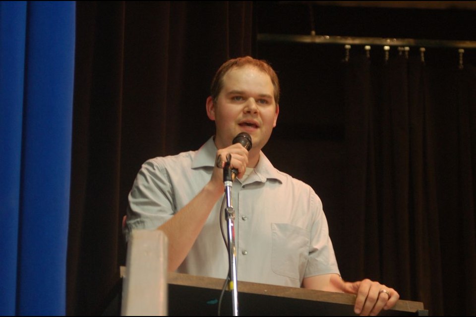 Nathan Seghers, band director for the Good Spirit School Division band program was the master of ceremonies and award presenter for the annual concert and awards held in Sturgis on June 8.