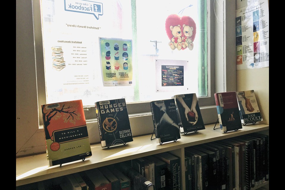 Battleford Public Library's banned book display for Freedom to Read Week Feb. 18 to 24.