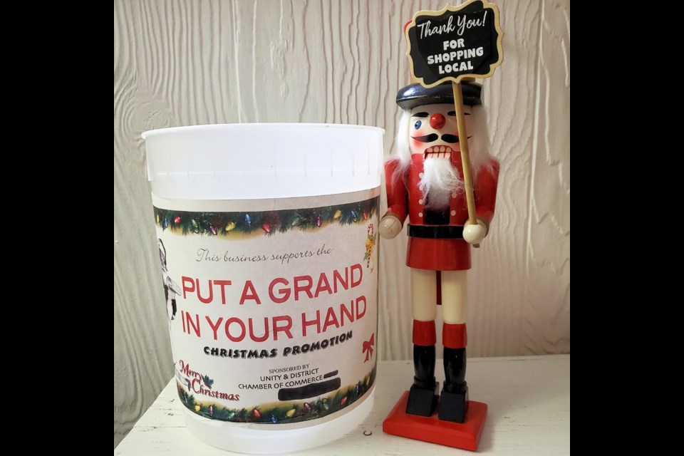 This delightful nutcracker named Carey, will be at a different business each day as part of the Chamber of Commerce Grand in Your hand promotion.