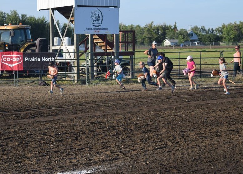 During the intermission between chuckwagon heats on Aug. 20, youngsters aged eight and under had the opportunity to show off their stick horse racing skills.