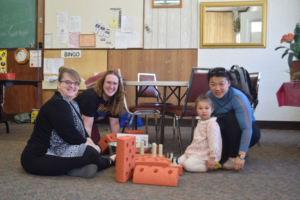 From left, car seat technicians, Kim Gelowitz, and Megan Holodniuk, were with Ariel Hilton and her mother Maggy Hilton.