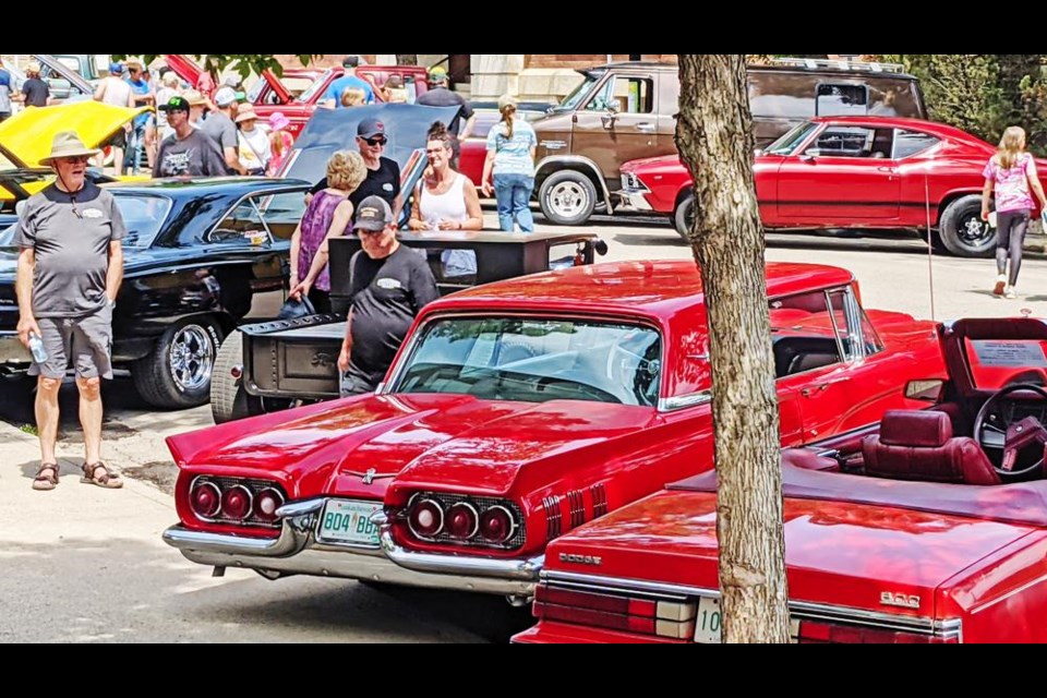 Weyburn's Third Street was filled with visitors to the Soo Line Cruisers car show on a hot Saturday afternoon.