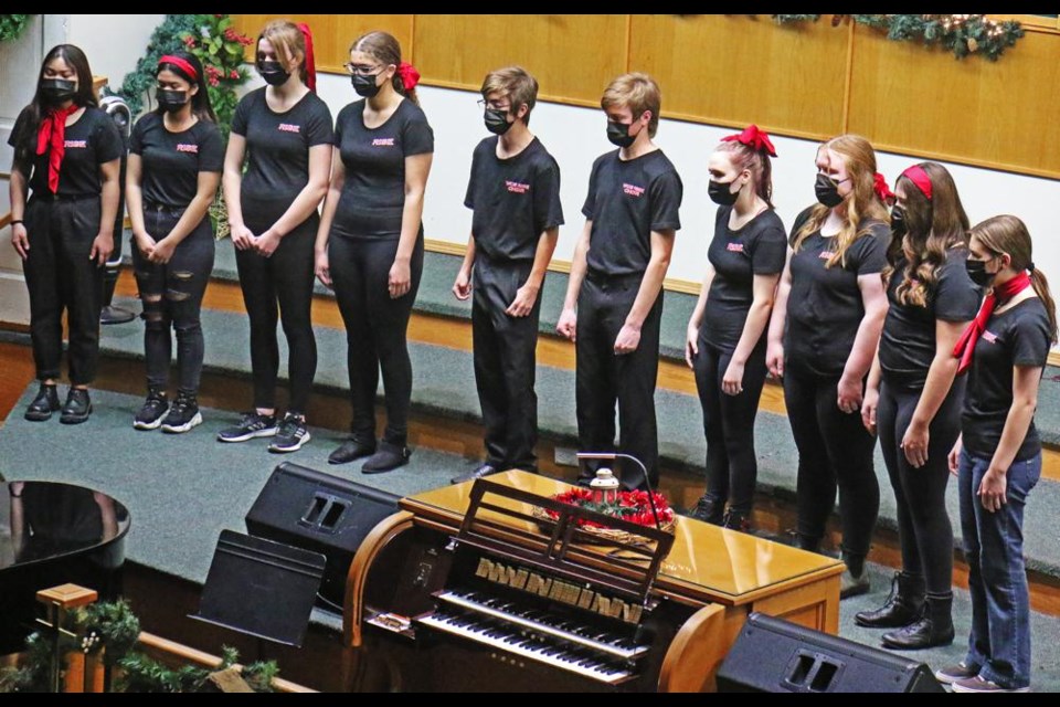 The Weyburn Comp's RISE Choir performed at the Carol Festival in 2022, singing favourites like the "Carol of the Bells".