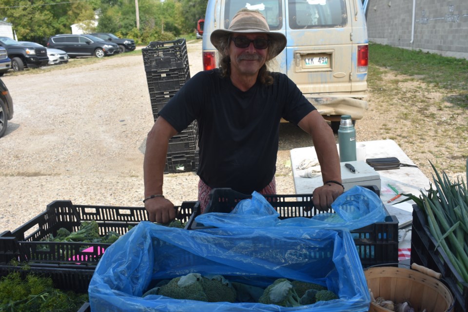 Tados Katchem came all the way from Annisberg, Man. with various vegetables and goods from his gardening endeavours.