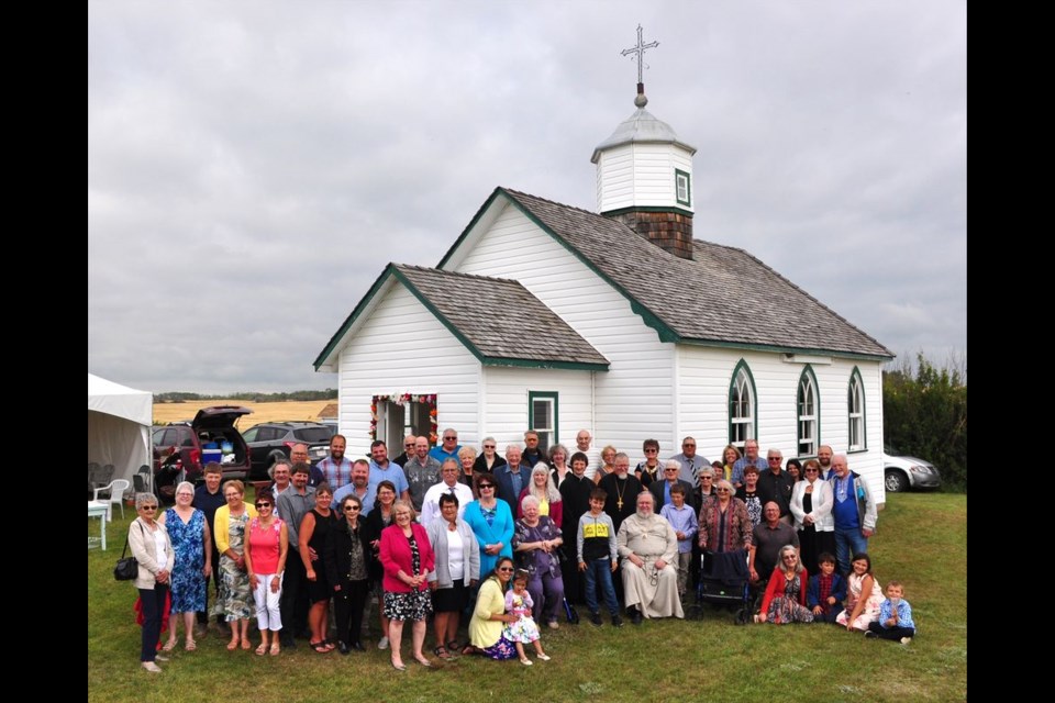 Approximately 80 persons gathered on Aug. 28 for a celebration of the 120th anniversary of the Holy Assumption of St. Mary (Boychuk) Church, located in the Hamton area southeast of Canora. The deceased were remembered with prayers, followed by a bountiful potluck lunch and fellowship.