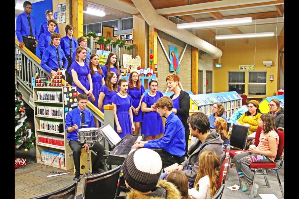 Visitors to the Weyburn Public Library were treated to the music of the RISE Choir from the Weyburn Comp, as part of the Cookies, Crafts and Carols event on Thursday evening.