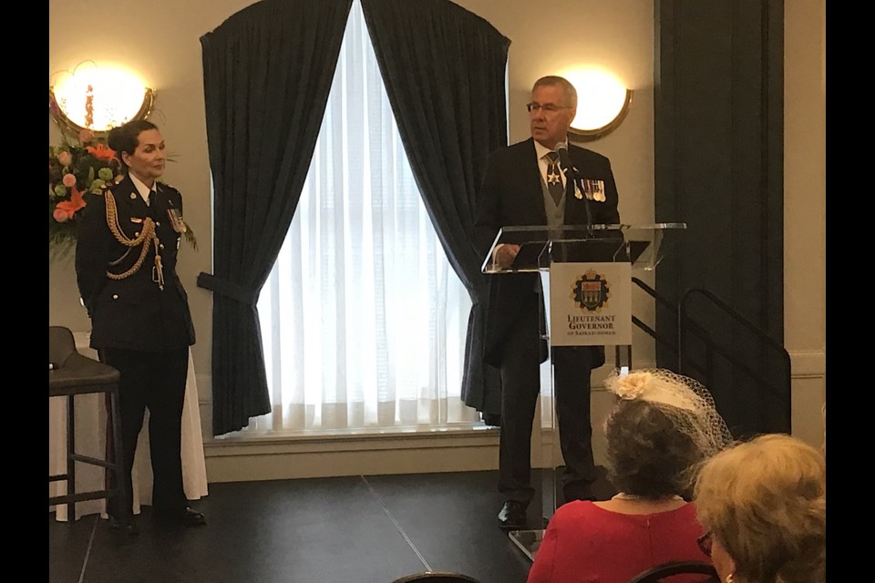 Lieutenant Governor Russ Mirasty welcomes visitors to Government House to celebrate the coronation of King Charles III.