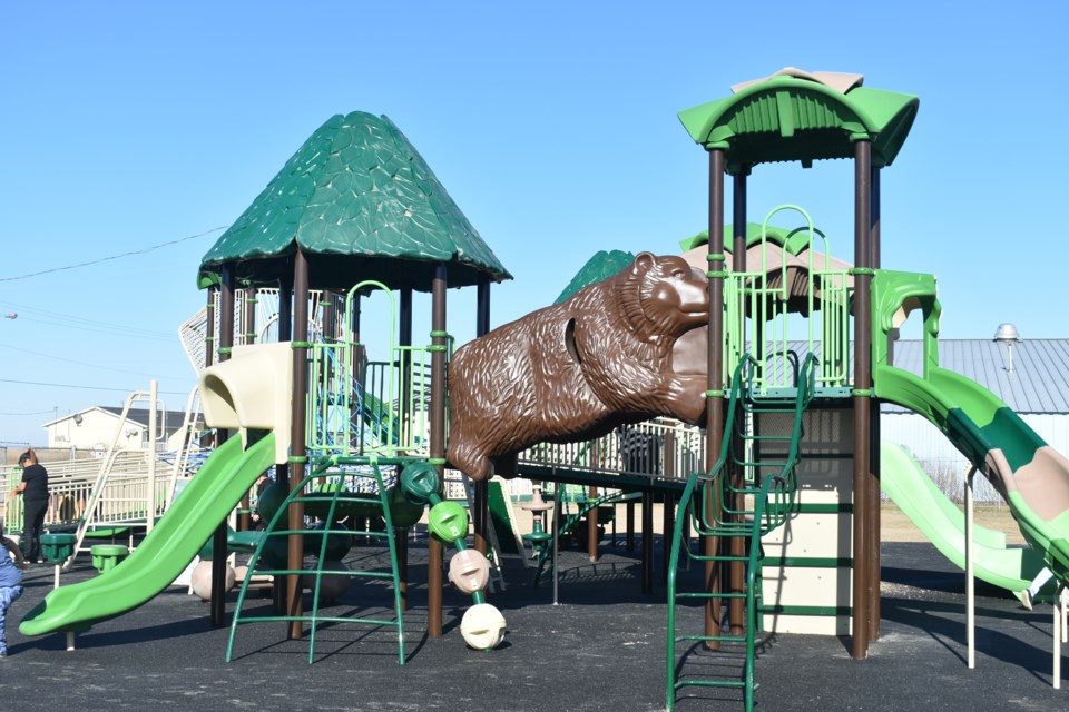 The new playground is apparently so enticing, Mavis Watson said, “I wish I was about seven years old, I would be having so much fun today. I might even climb up, but don't tell anyone that you saw me doing it later!”