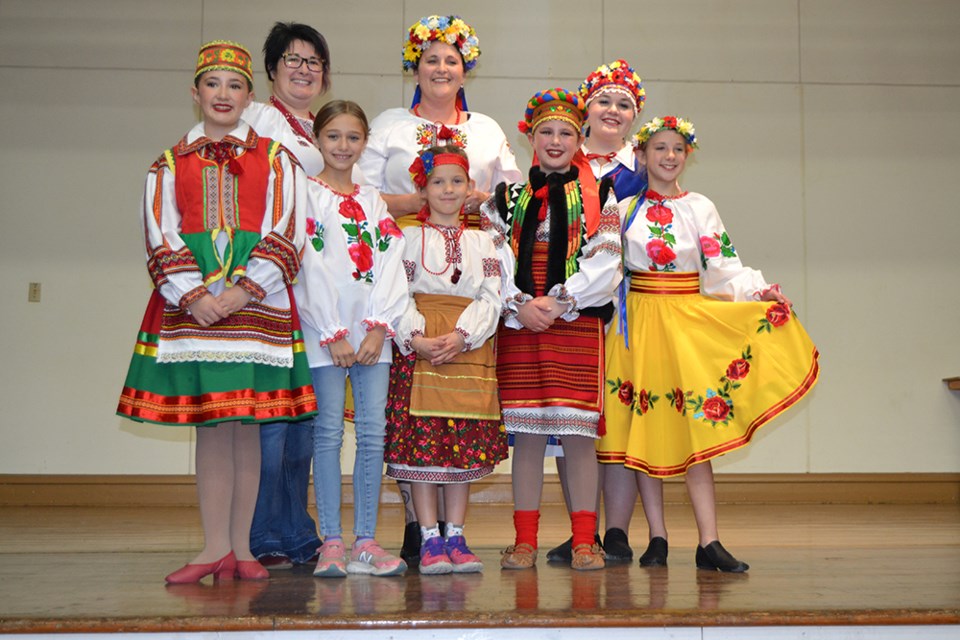 Ukrainian Dance Club members who participated in the Preeceville Culture Days, from left, were: (back row) Tara Romanchuk, Sandra Johnson and Amber MacDonald; and (front) Eva Romanchuk, Lily Beatty, Josie Moekerk, Lindy Romanchuk and Maycee Johnson.