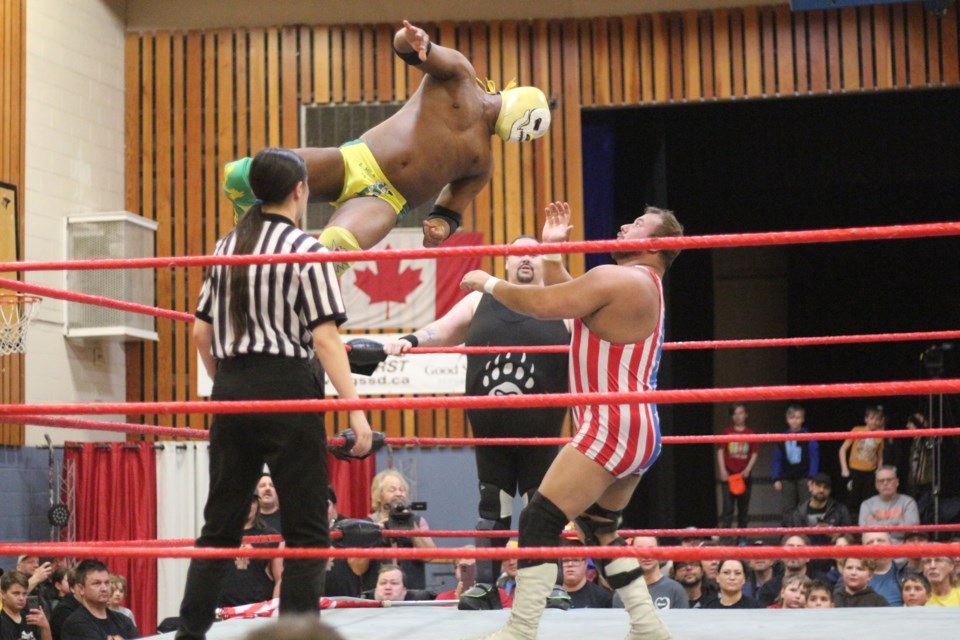 A tag team matchup featuring Yorkton's own Coach Boyda and CWE talent the Zombie Killer Mentallo versus Danny Duggan and The Big Chief was the main event for the evening.